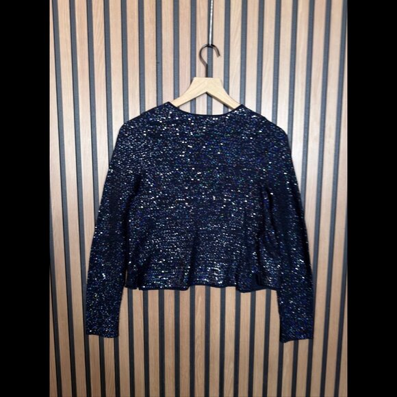 Zadig & Voltaire Cardigan Small Womens Blue Deluxe Collection Open Front Sequin - Picture 2 of 7